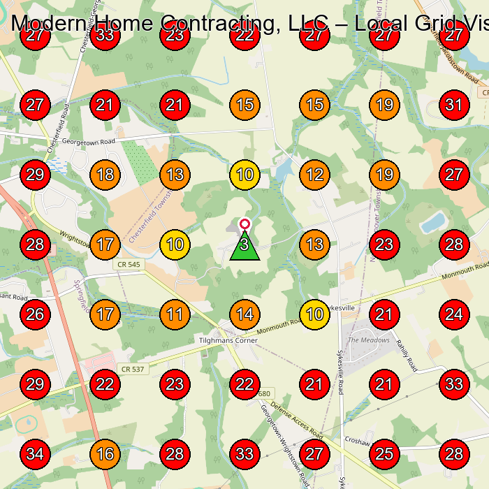 Modern Home Contracting, LLC GeoGrid visibility map for General Contractor in None